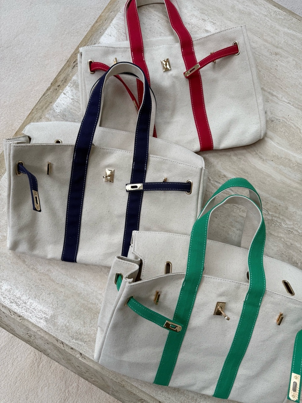 Boatkin Canvas Tote Bag with Green Trim - Picture 3 of 3